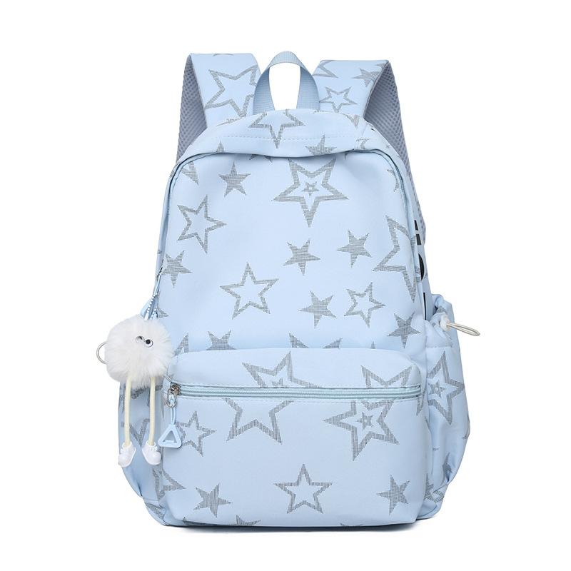 Schultasche neuer bedruckter Rucksack, frischer Studenten-Rucksack mit großem Fassungsvermögen und Entlastung für Frauen, blinkender Modetrend Fünfzackstern-Rucksack