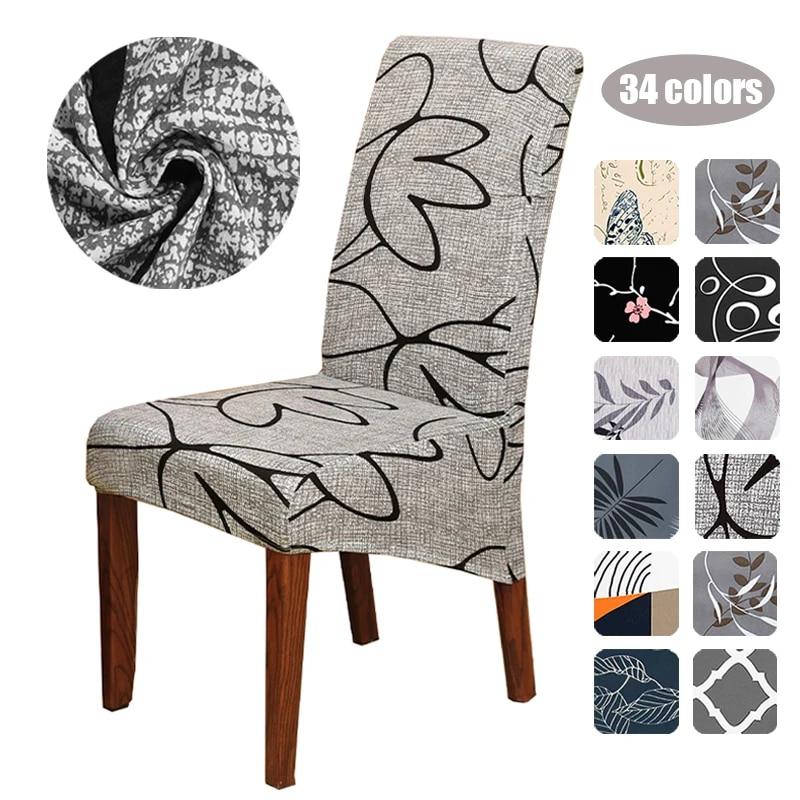 Printed King Back Chair Cover Stretch Large XL Size Chair Covers for Dining Room Home Hotel Banquet Decor Long Seat Protectors