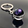 Key Chain Holder Leo Pendant Glass Ball Scorpio 12 Constellation Key Rings Zodiac Keychain Keychain