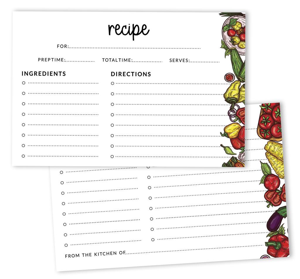 Inkdotpot 4x6 Inch Recipe Cards (Set of 50) , Thick Double Sided Premium Card Stock- Modern Style White Recipe Notecards