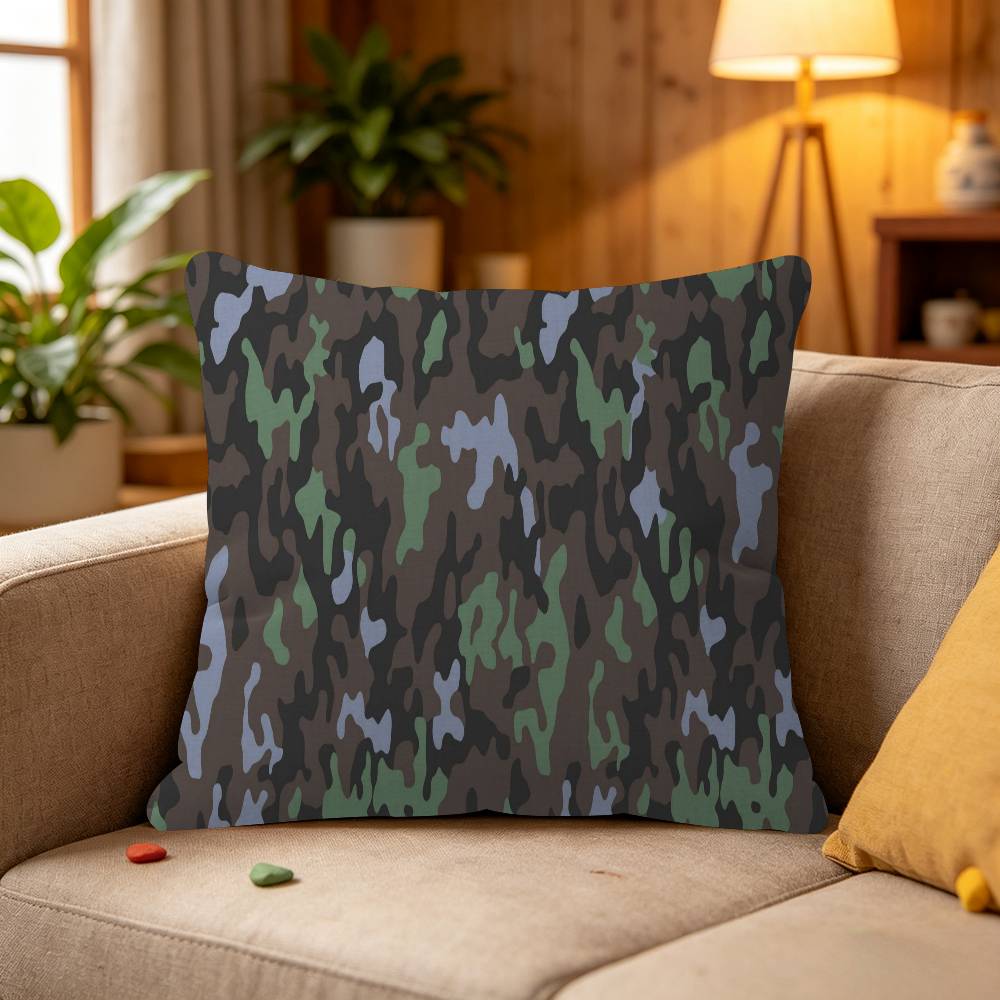 Military Camo Pillow Covers Cartoon Sofa Decorative Home Double-sided Printing Short Plush Cute Cushion Cover