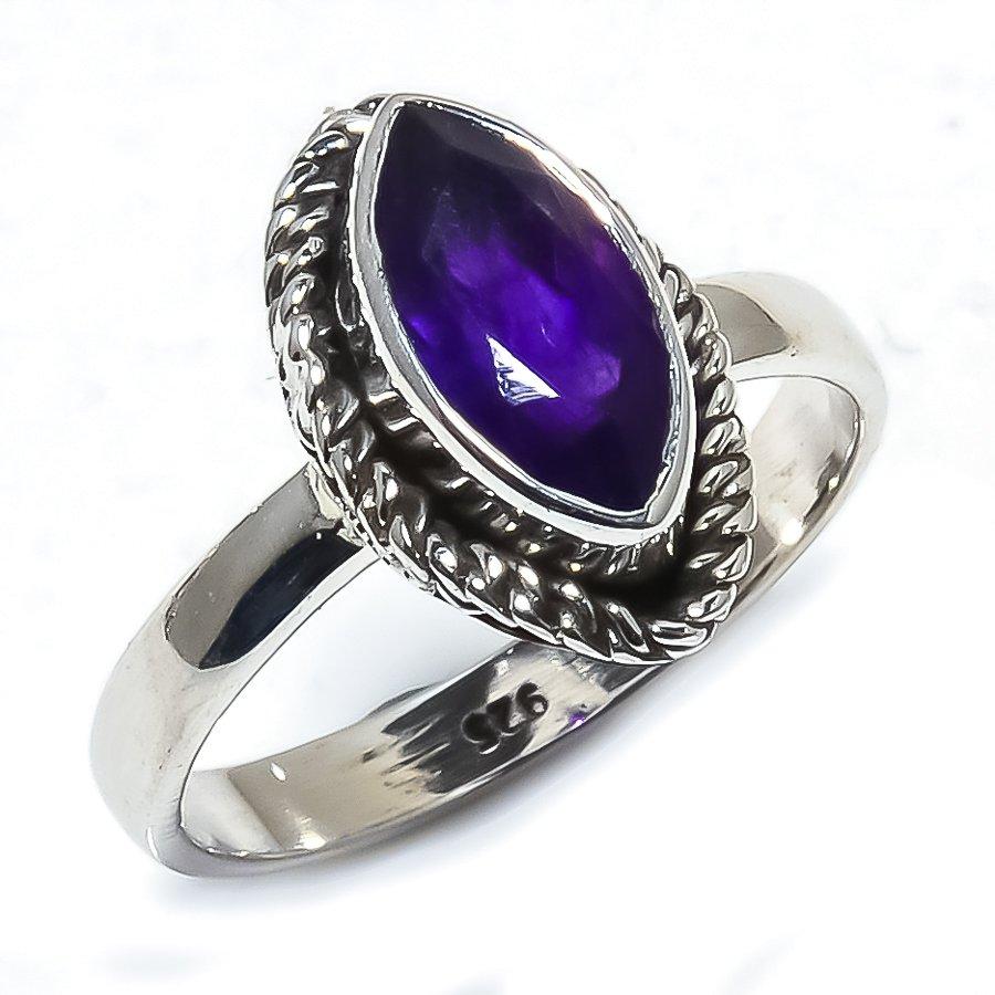 Natural African Amethyst Gemstone 925 Sterling Silver Jewelry Ring Size 7.5 A9r34
