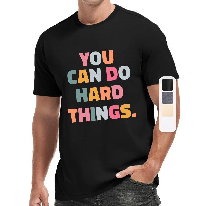 

European Size YOU CAN DO HARD Men s Short Sleeve T-Shirts Summer Sports Casual Tops 4XL чорний