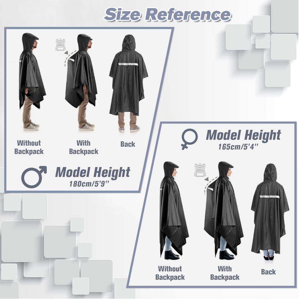 Rain Running Poncho Rain Reflective Backpack Storage Bag PU Easy to Disaster Prevention Rainy Season For Unisex Free [Xrkuu] Raincoat, Poncho,