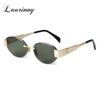 Luxury Metal Frame Women Rimless Oval Sunglasses  Design Brown Sun Glasses Men Classic Frameless Round Shades Sun Glasses