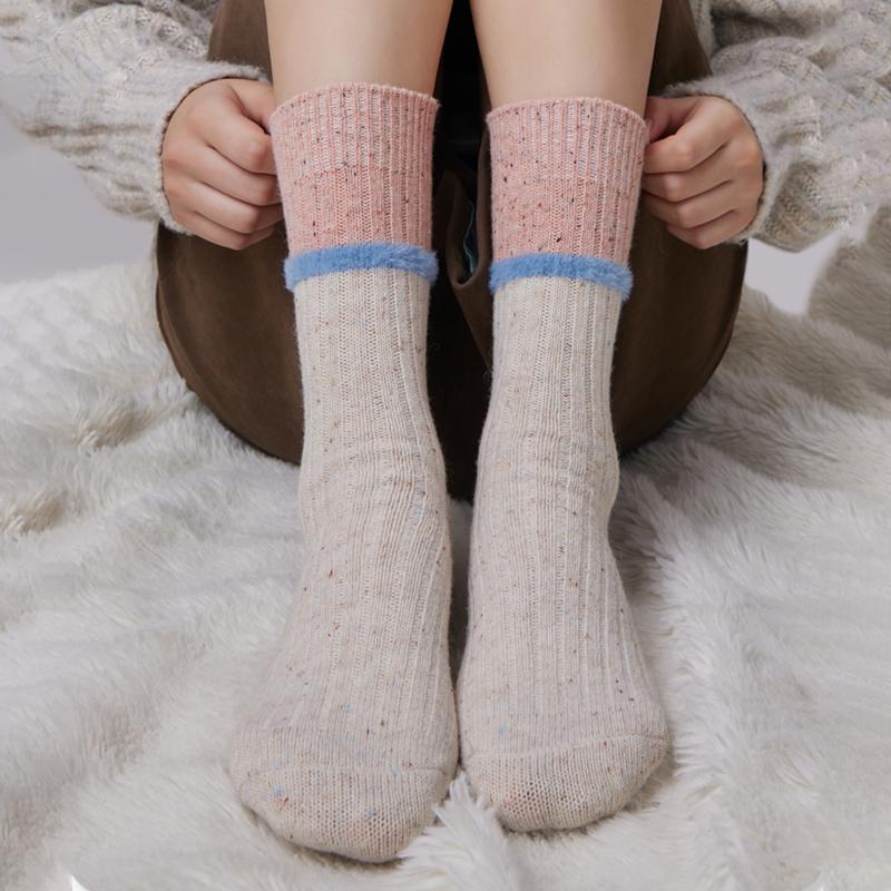 

Korean Style Fair Isle Socks Autumn And Winter Pile Socks Knitted Warm Women E