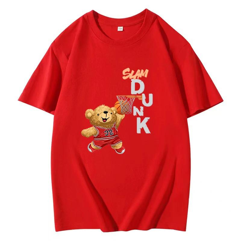 Grafische T-Shirts Teddybär Slam Buchstaben Print T-Shirt Weiß Baumwolle Sommer T-Shirt Harajuku Damen T-Shirts Top für Männer