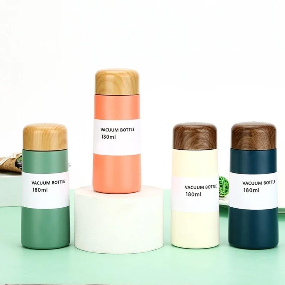 180Ml Bullet Mini Cute Wood Grain Stainless Steel Thermos Cup Coffee Travel Mug Small Fresh Portable Pocket Outdoor Coffee Cup