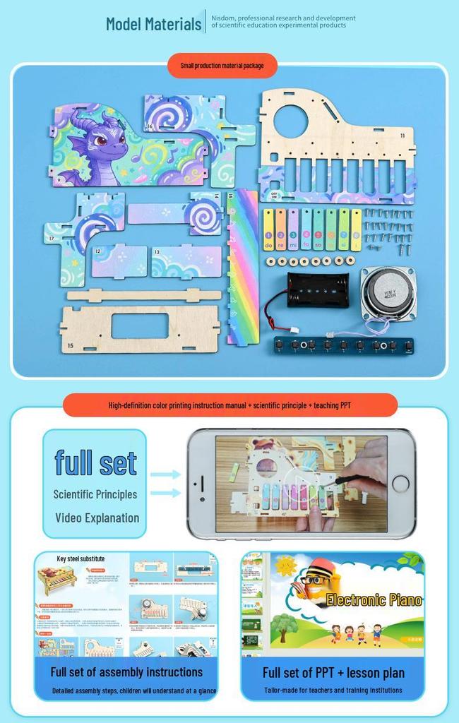 Educational Electronic Piano for Science Experiments in Schools: UV Color-Printed Teaching Aids for Primary & Secondary Students.