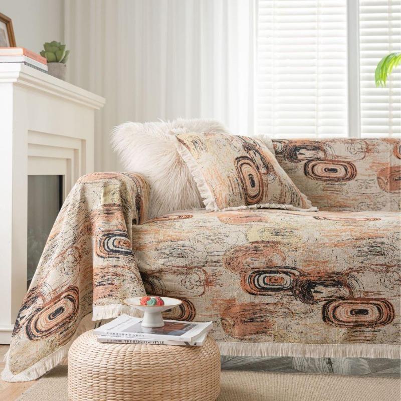 Exquisite sofa towel anti-cat scratch jacquard flower bird green retro festive festival thick sofa blanket