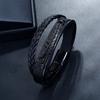 Stainless Steel Clasp Leather Braid Charm Feather Bracelet Fashion Bracelets for Men and Women