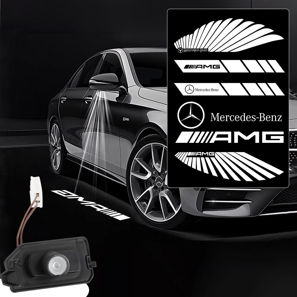 Car Rearview Mirror Projector Light Benz Emblem Welcome Lamp For Mercedes-Benz A/B/C/E/S Class GLA GLB GLC GLS EQC Not Universal