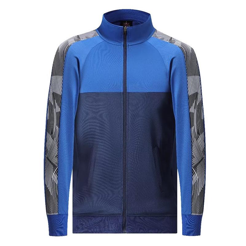 Men s Color Block Zip-Up Stand Collar Sports Jacket - Long Sleeve, Casual Wear for Spring  Autumn 4X-Large синий