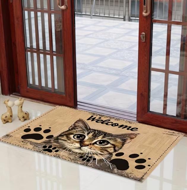 Black Cat Printed Kitchen Floor Mat Suitable for Kitchen Living Room Porch Balcony and Home Decoration Kitchen Floor Mat