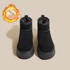 Snow Boots Women's 2025 New Winter Velvet Thickened Short Boots Leather Non-slip Bread Warm Platform Cotton Shoes