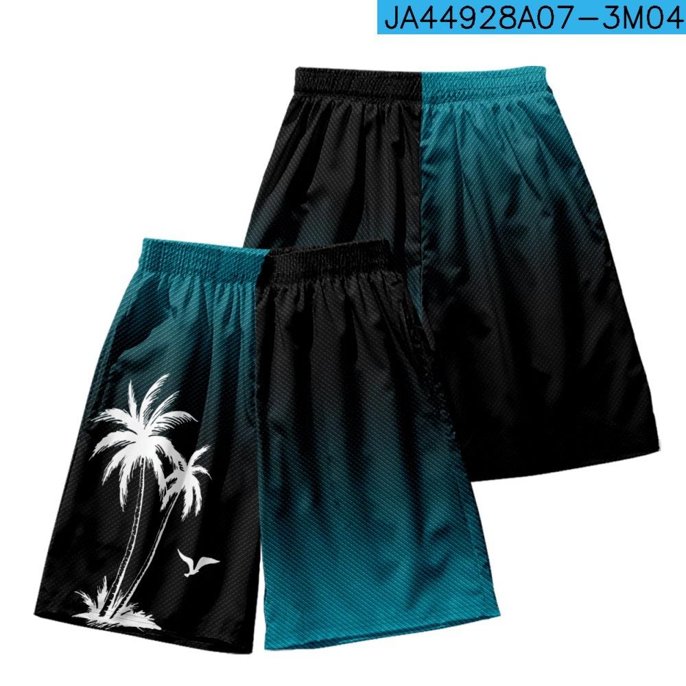 

European And American Coconut Tree Hawaiian Men S Casual Shorts Beach Pants XXXXL