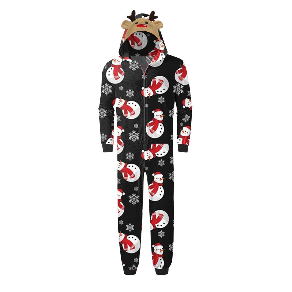 Christmas Hooded Jumpsuit Pajamas Elk Loungewear Outfits, Family Xmas  Matching Sets