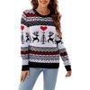 Autumn Winter Women Christmas Pullover Sweater O-Neck Long Sleeve Deer Xmas Tree Snowflake Jacquard Print Knitting Tops
