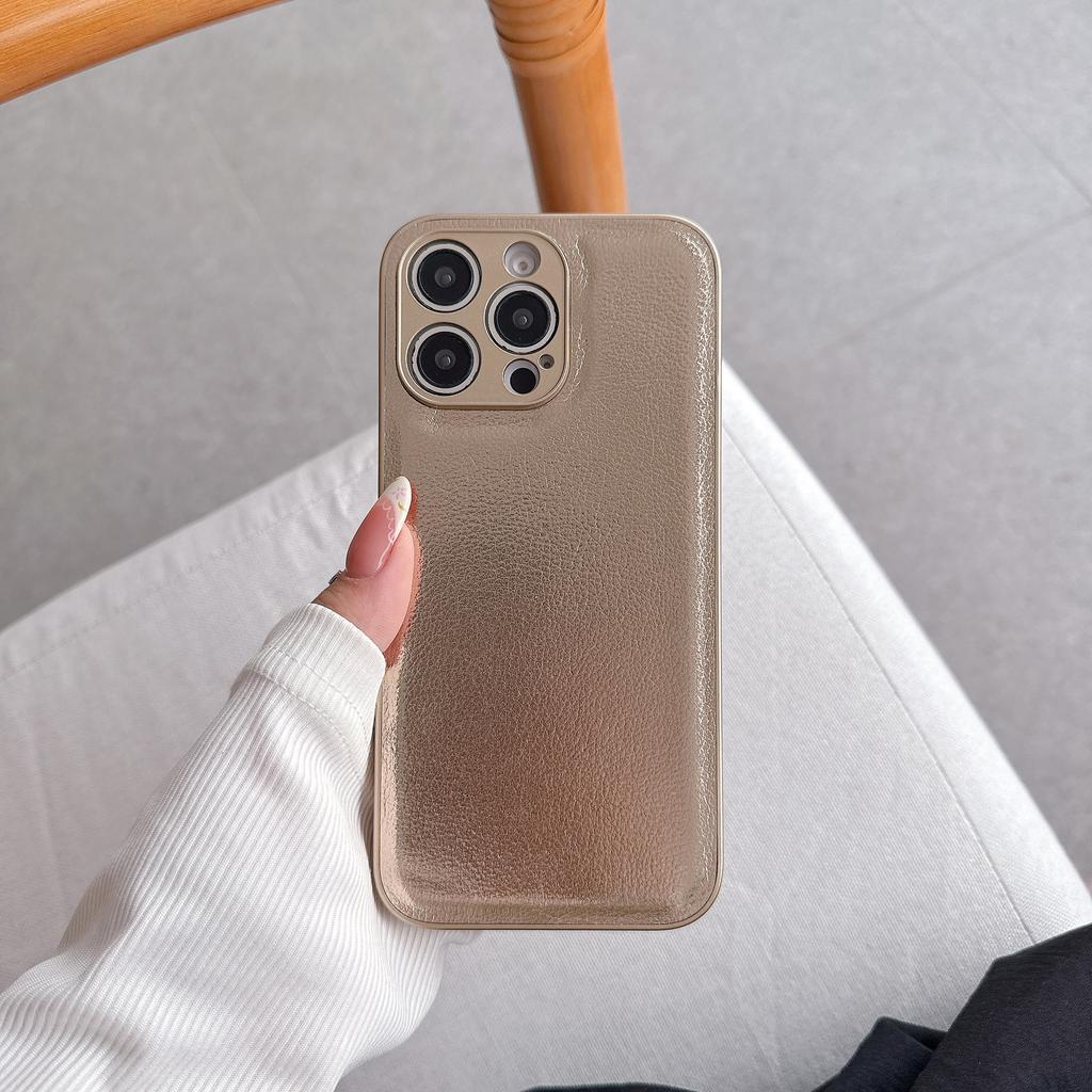 Black Lychee Pattern for Apple 16 Mobile Phone Case for IPhone 15 Personality 12 Promax Autumn and Winter Leather 13 Anti-fall