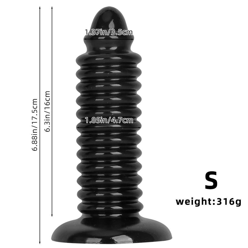 Black PVC Threaded Large Dildo Butt Plug Fisting Sex Toy Strap on Penis Big Dick Realistic Penis BDSM