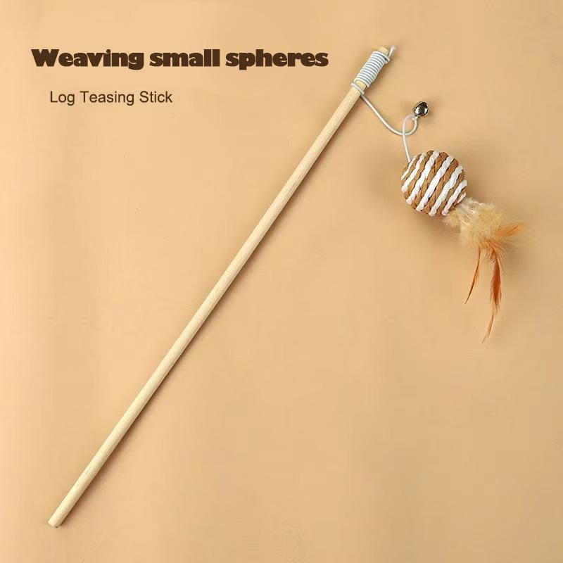 

Cat Toys Linen Mouse Wooden Pole Cat Teasing Sticks Handheld Pole Wear Resistant Cats Relieve Boredom Pet Supplies Bite Resistan