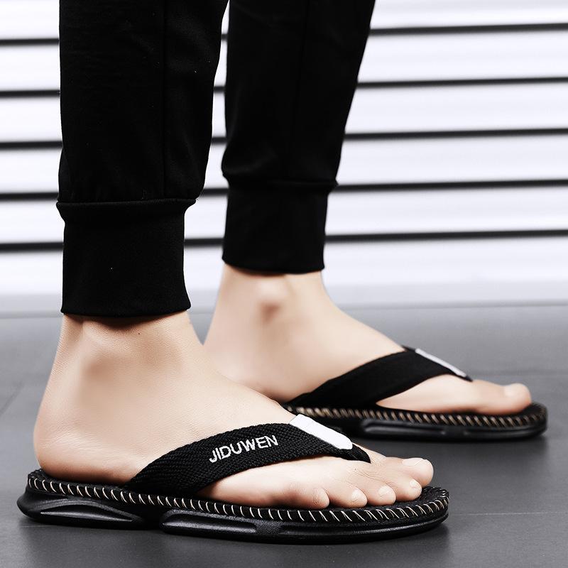 

Men s slippers summer flip-flops men s heel-less non-slip cold slippers woven Vietnamese beach sandals 39 чёрный