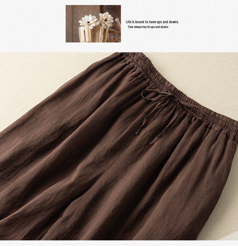 2026 New Women's High-Waisted Wide-Leg Skirt Pants - Breathable, Thin Cotton Linen for Summer