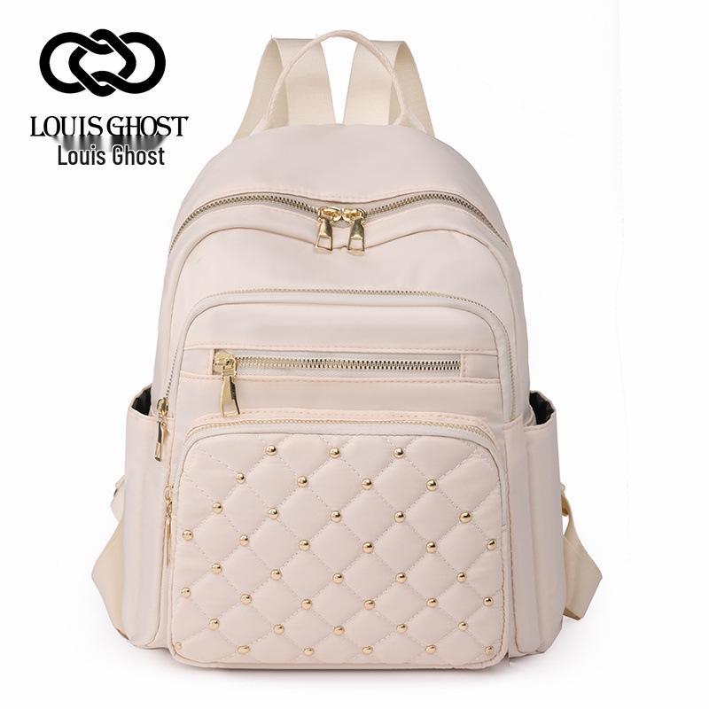 

Женский модный рюкзак из ткани Оксфорд 2025 - Универсальный, большой вместимости, повседневный дорожный стиль слоновая кость