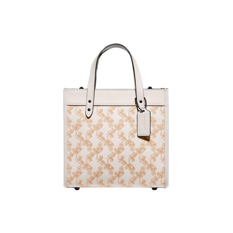 

Coach Field 22 Classic Horse And Carriage Print Snap Closure Detachable Shoulder Strap Leather Tote Bag Women tote White CD750-V5CHK Basic Set (Bag+Dust Bag)