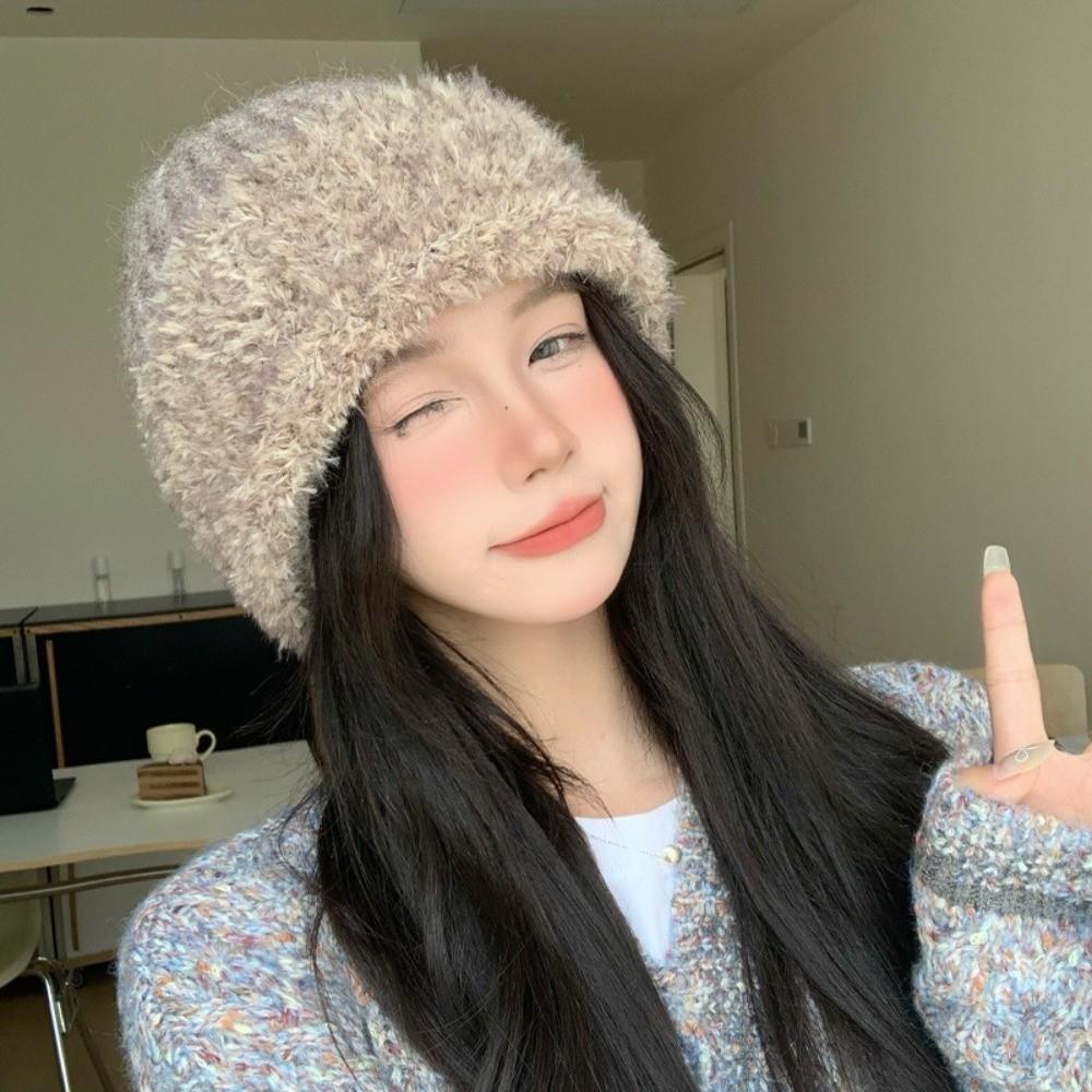 Windproof Plush Beanie Hat Coldproof Skullies Hat Fashion Berets  for Women
