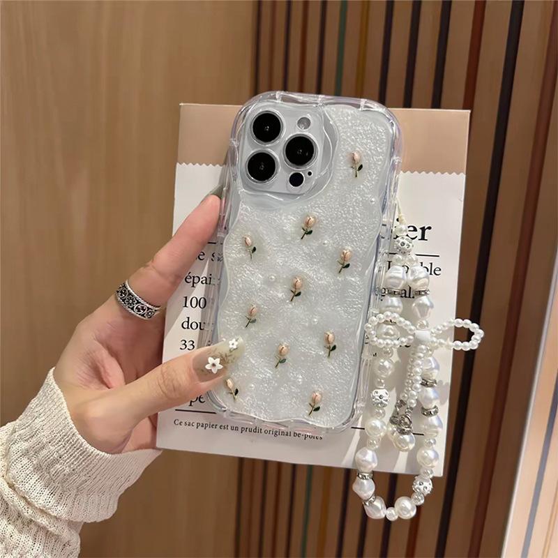 

Tulip Pearl Epoxy Phone Case for IPhone17promax Thickened Anti-fall for Apple 16 Female Model Niche For iPhone 7/8/SE 2020