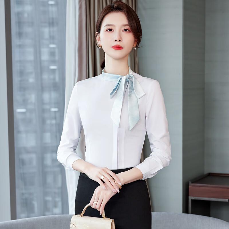 Trueman Women s Professional Long-Sleeve Bow Tie Shirt L