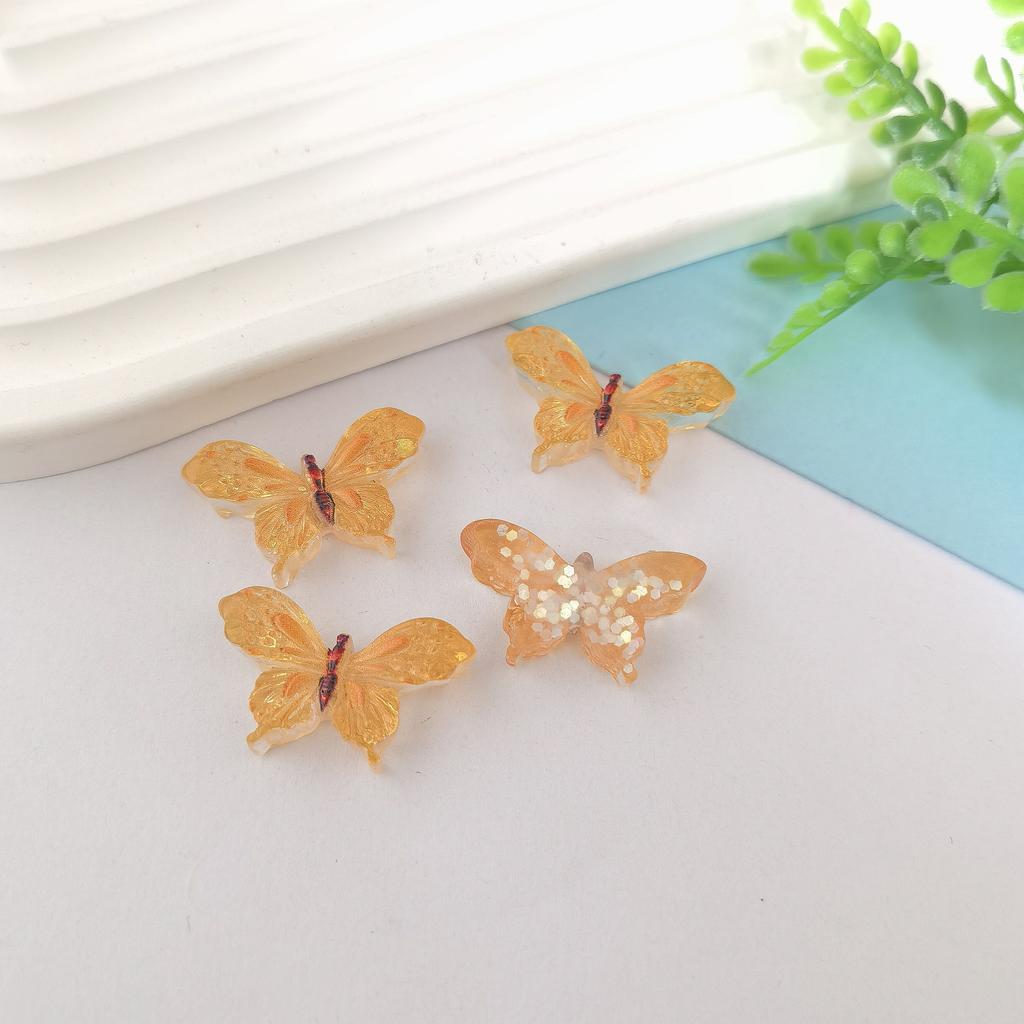 100PC Resin Accessories Transparent Butterfly Seories Patch Deco Parts DIY Children Jewel Keychain Scrapbooking