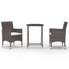 3 Piece Bistro Set Brown Poly Rattan and Tempered Glass