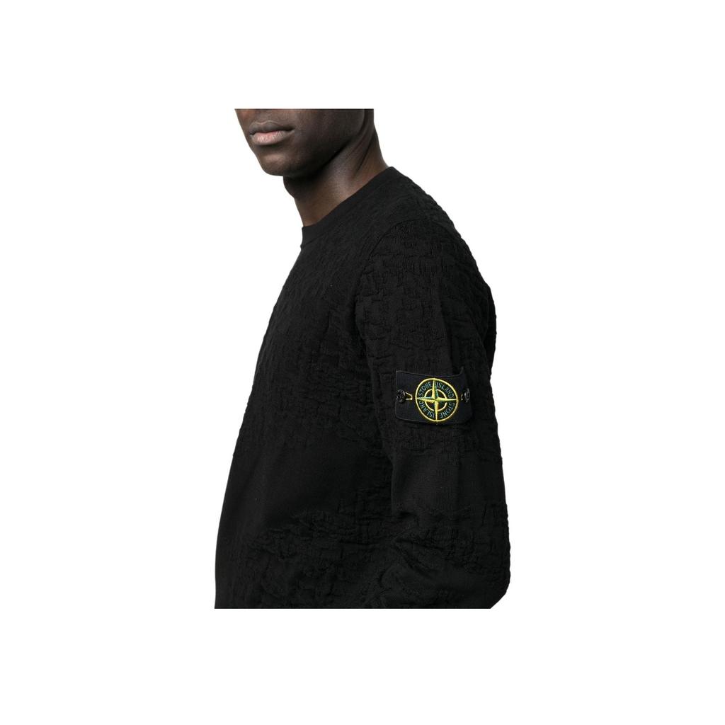 STONE ISLAND Compass Motif Crewneck Jumper Black Men Tops 7815515B3-V0029