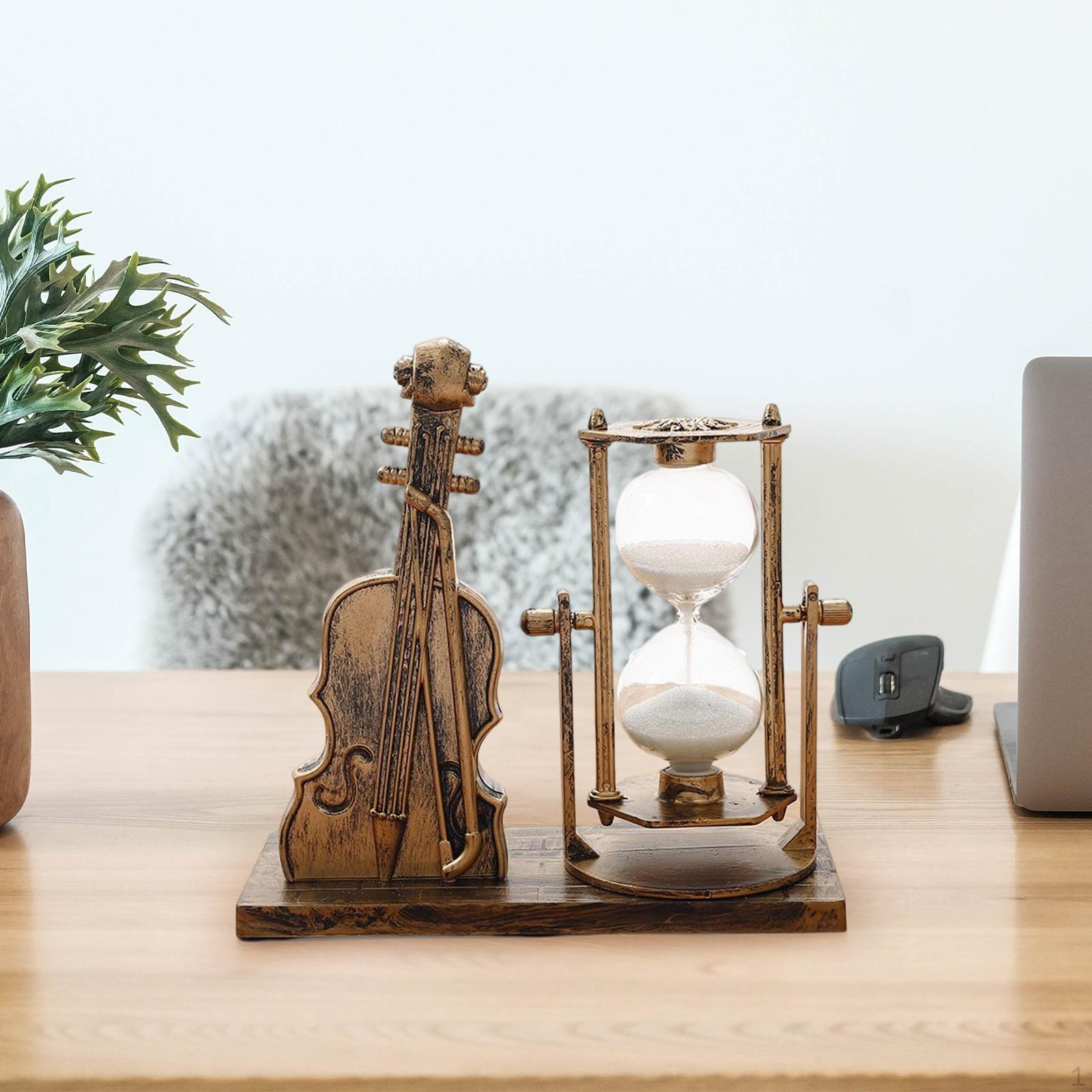 

Desktop Hourglass Violin Collection Vintage Sandglass Exquisite Sand Glass Ornament Quicksand for Aureate