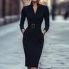 Women's Fashionable French-inspired Sophisticated Elegance Socialite - Waist-cinched Dress