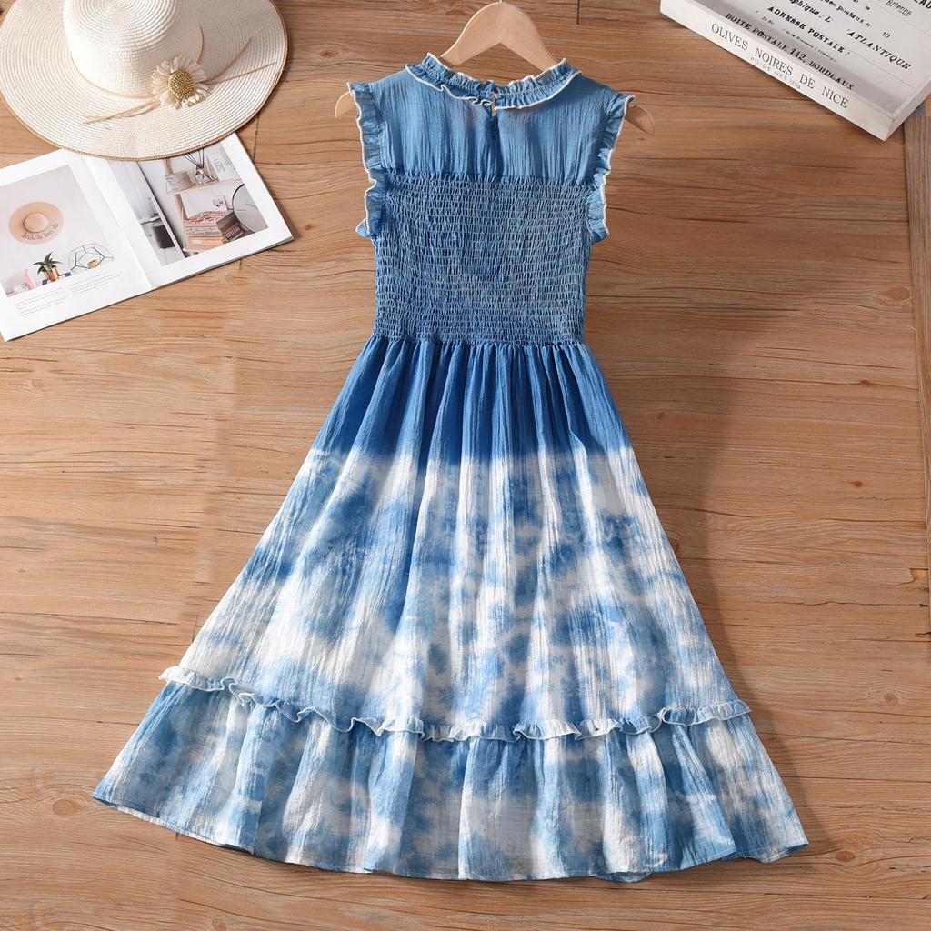 Hand-Dyed French-Style Women's Pleated Cinched Waist Bow Dress