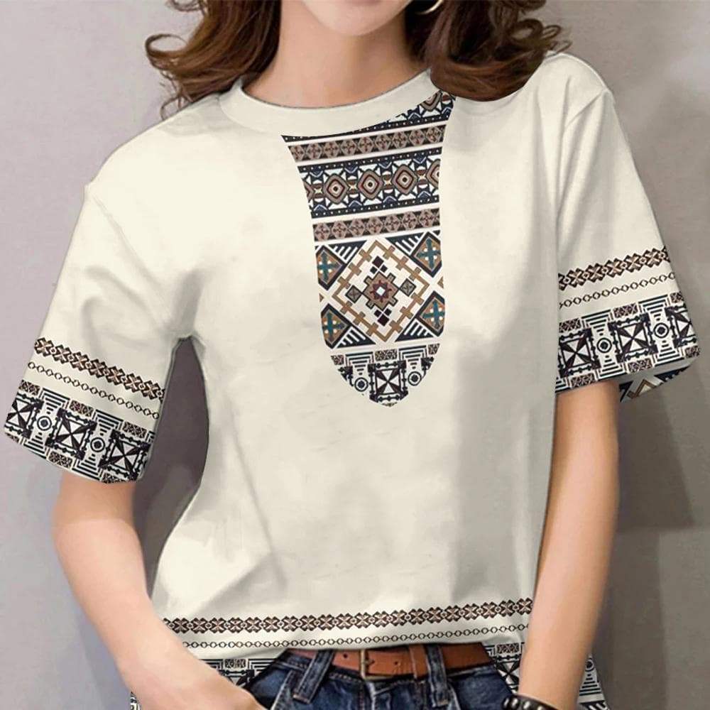 Women s Barong T-Shirt with Floral Print - Casual Top XS