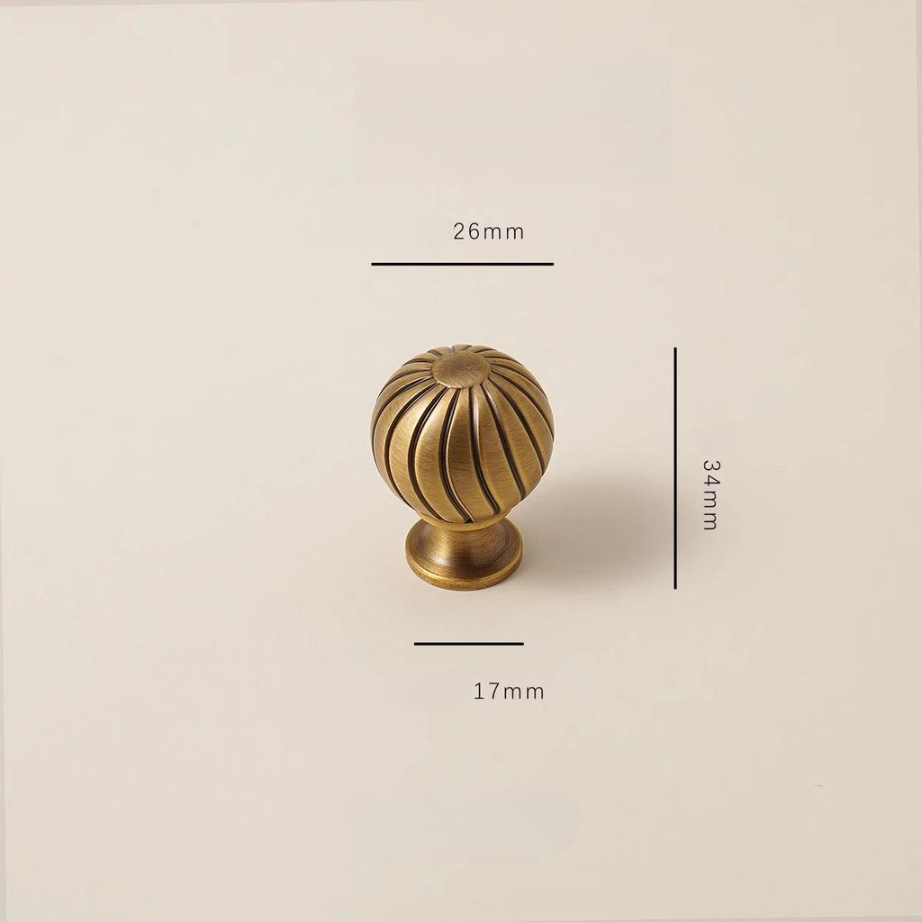 Zinc Alloy, Corrugated, Round, Round Handle, Bedside Table Wardrobe, Wine Cabinet Drawer, Gold Handle, Simple Kitchen Cabinet