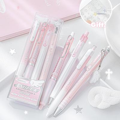 Engelen Serie Parel Engelenvleugels Gelpennen Schattige Engel 4-Pack Soepel Schrijven 0.5mm Balpen Rollerball Pennen Zwarte Inkt A3138