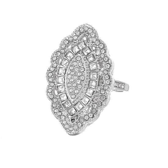 

Элегантная форма маркизы, свадебное кольцо со стразами, инкрустированное женское праздничное очаровательное ювелирное кольцо US 10 белый