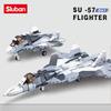 Sluban Military WW2 Classic Model Air Force Sukhoi Su-57 Su-27 Flanker Fighter Building Blocks Kit Bricks Toys Boys Gift