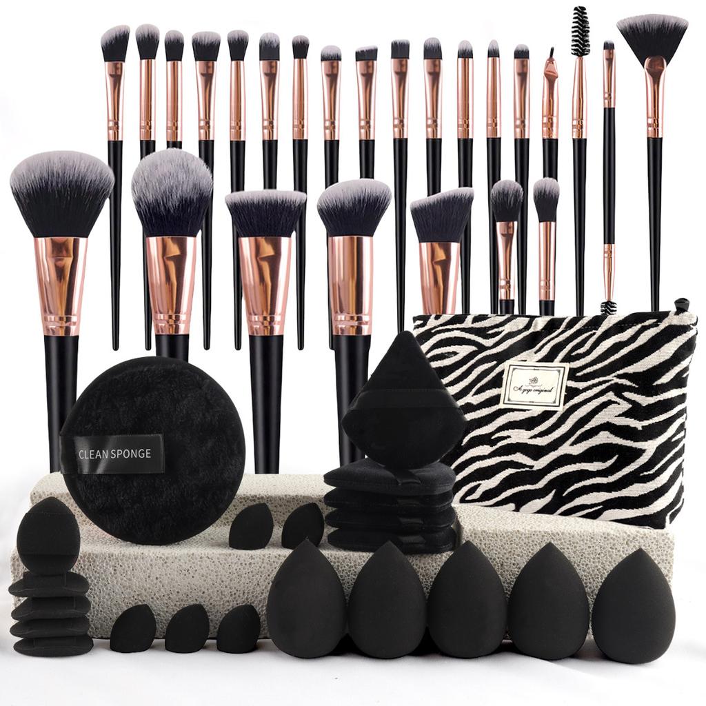 Makeup Brush Set Chic Fragrance Style Beauty Tools Kit Portable Travel Cosmetic Bag Puff Toiletry Makeup Accessories Set