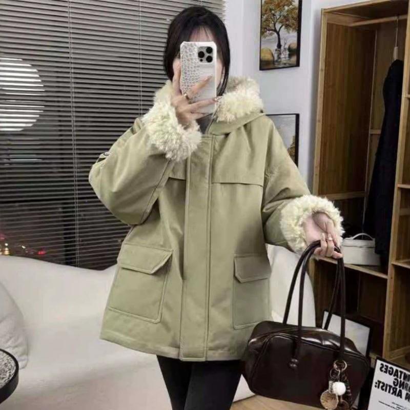Womens Warm Hooded Short Cotton Puffer Jacket Winter 2026 Loose Fit Casual Coat Students