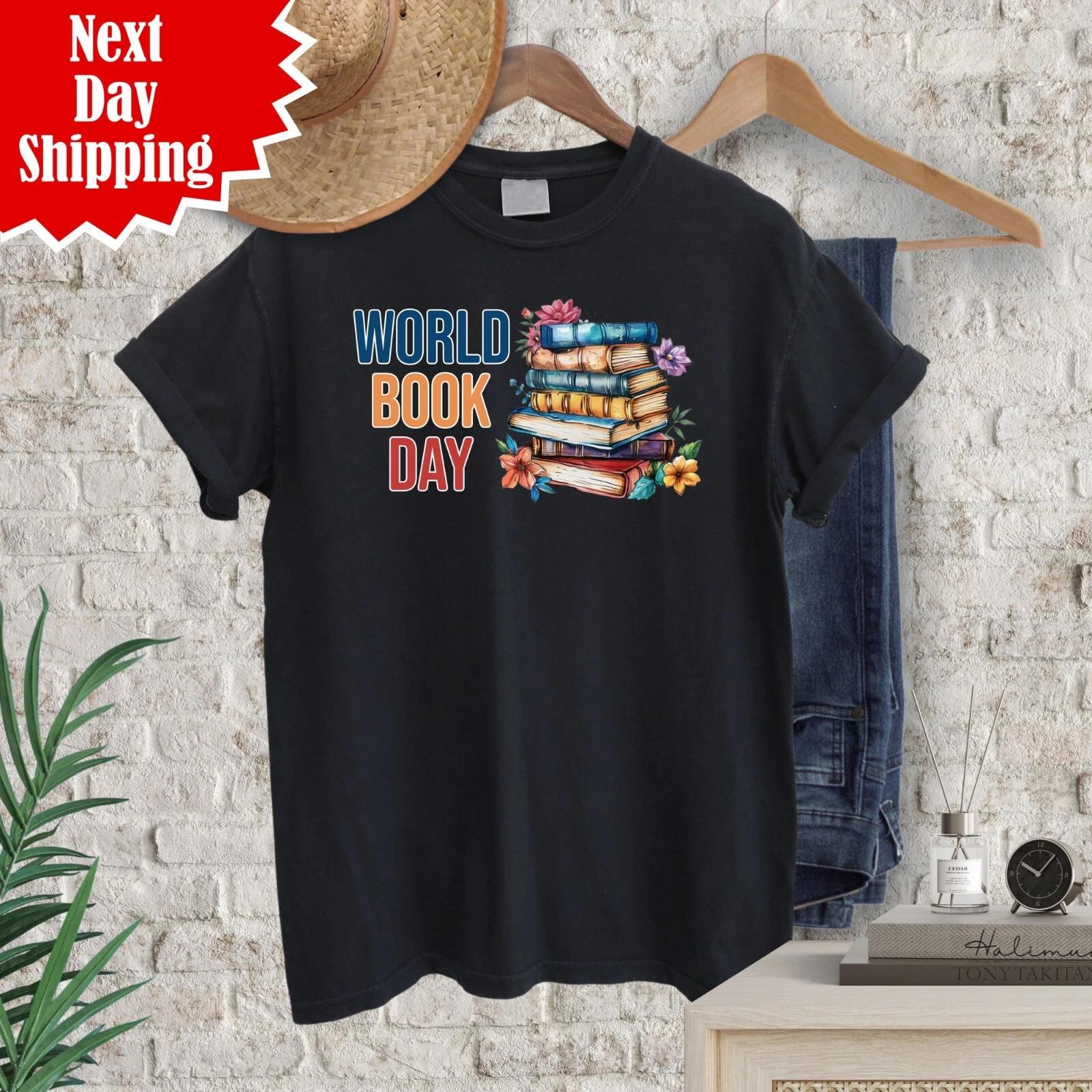 National World Book Day T-Shirt Printed Magazines Book Novel Reading Unisex Top M