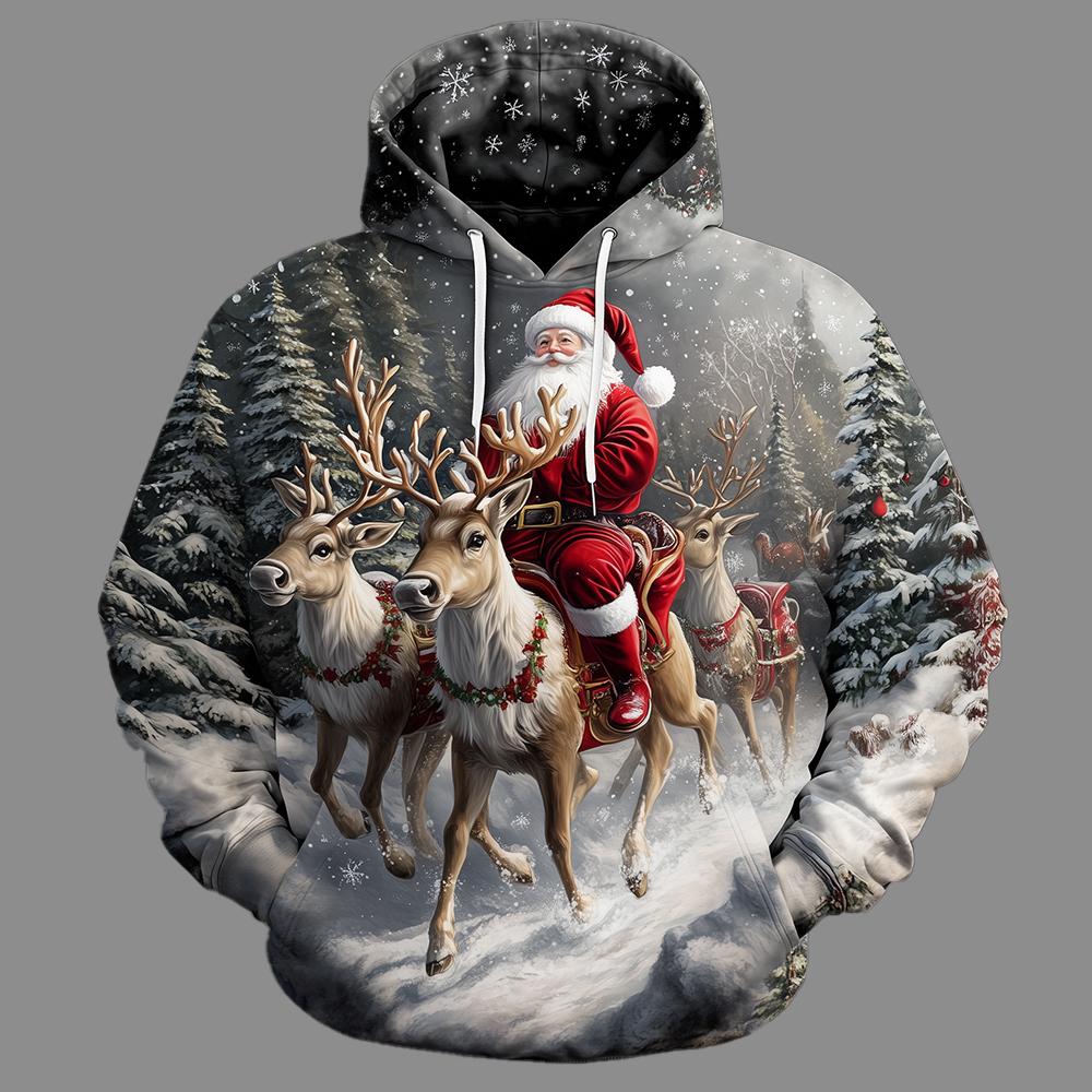 

Худи с 3D графическим принтом Санта-Клауса, модная повседневная толстовка с длинным рукавом для вечеринок, уличный стиль, унисекс, новая, свободного кроя L