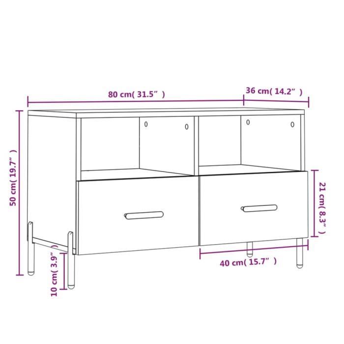 VidaXL TV Cabinet Sonoma Grey 80x36x50 Cm Engineered Wood 828986