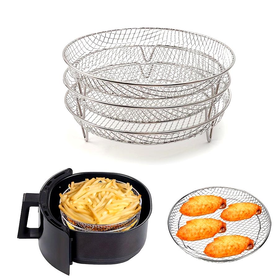 1pc Air Fryer Accessories, Round Air Fryer Rack, Multi-purpose Air Fryer Accessories, Steam Rack, Stainless Steel Stackable Rack, Dehydrator