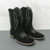 Herren Plus Size Bestickte Leder-Cowboy-Stiefel - Western Style zum Hineinschlüpfen Hohe Stiefel